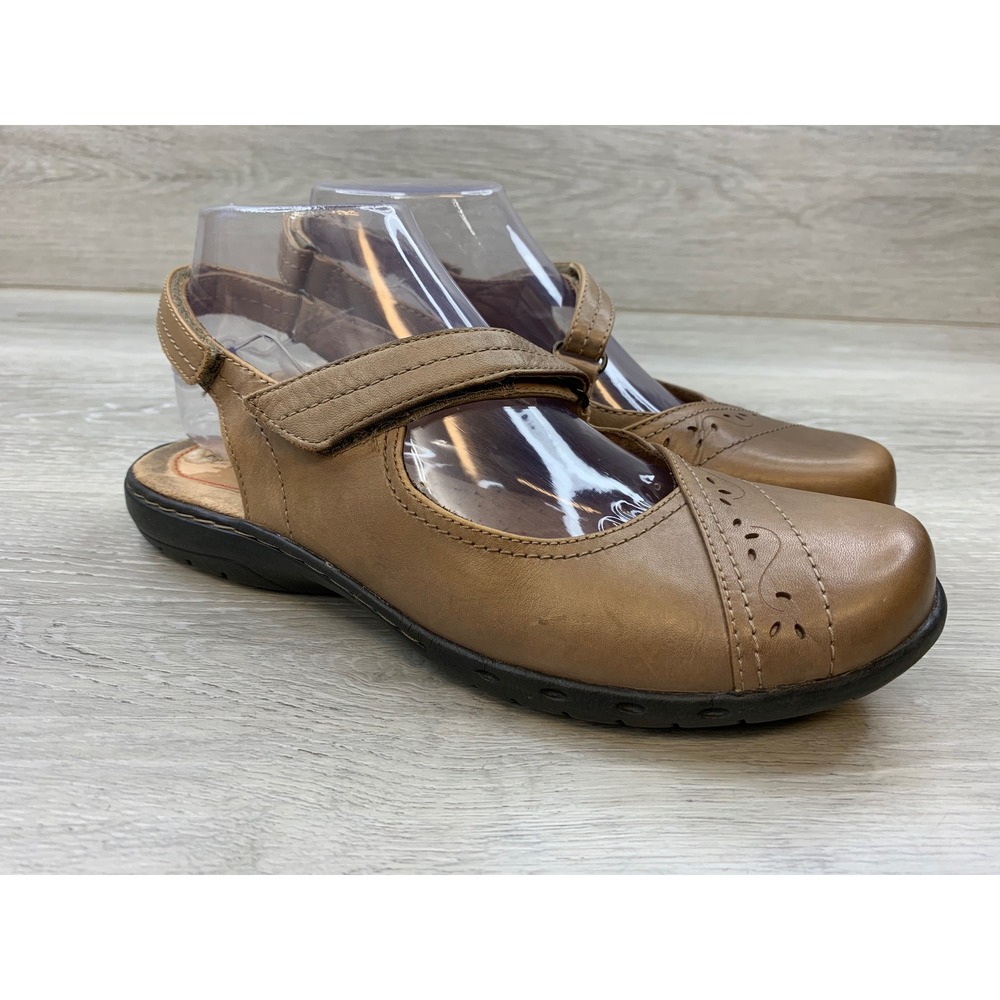 Rockport Cobb Hill Mary Jane Sandals Tan Brown Leather Perforated Women's 8